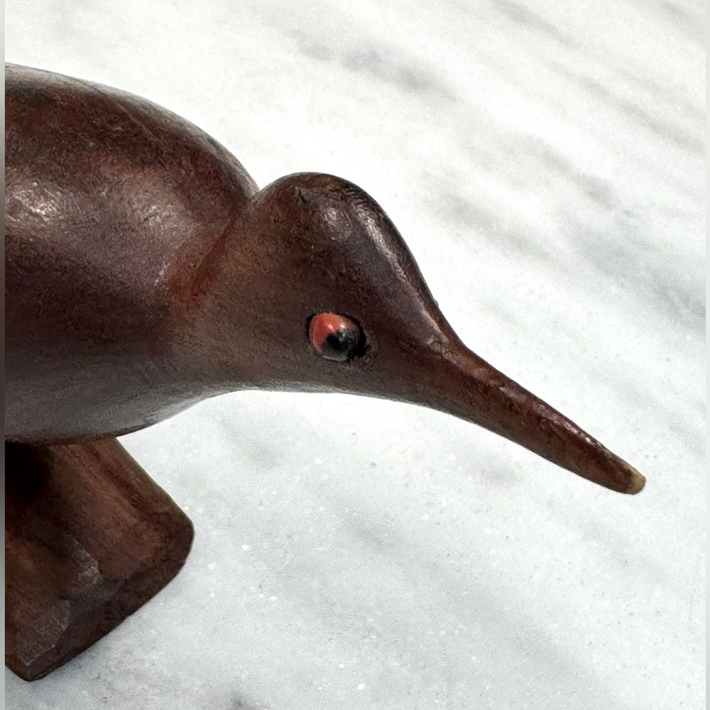 Vintage Carved Solid Wood Bird Glass / Beaded Eyes Mid Century Modern - Picture 6 of 8